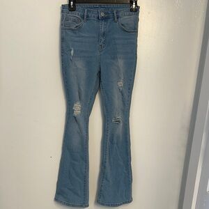 Girls Stylish Distressed Blue Jeans